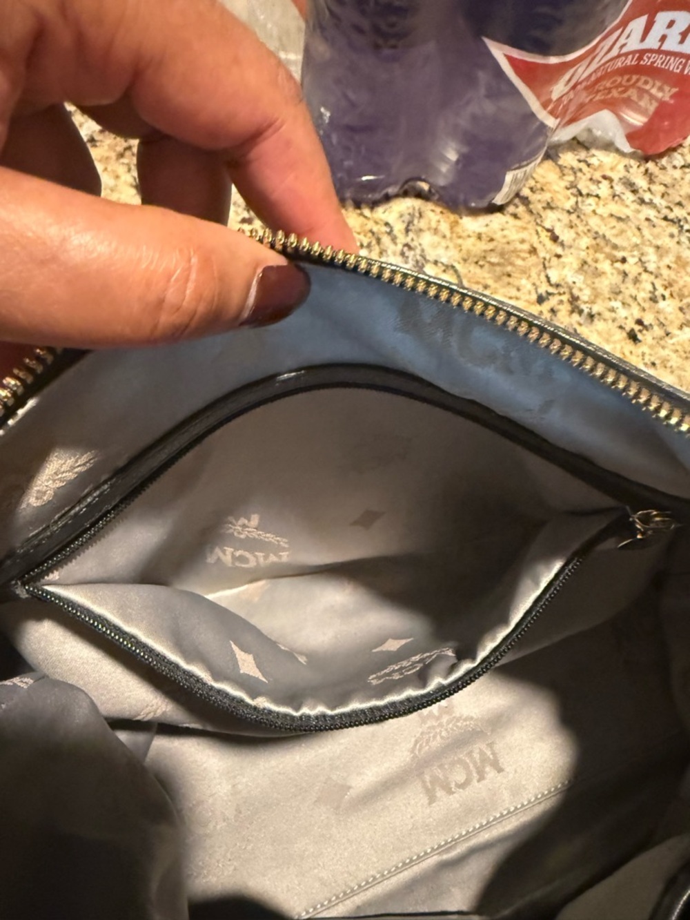 MCM Black Embossed Leather Shoulder Hobo Bag - Picture 11 of 13